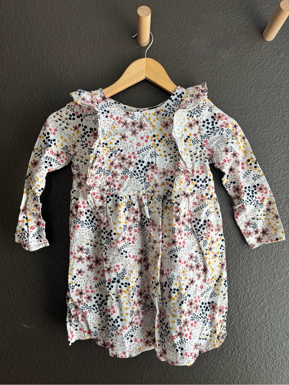 art class White Floral dress with Pink, Yellow & Navy Prints
